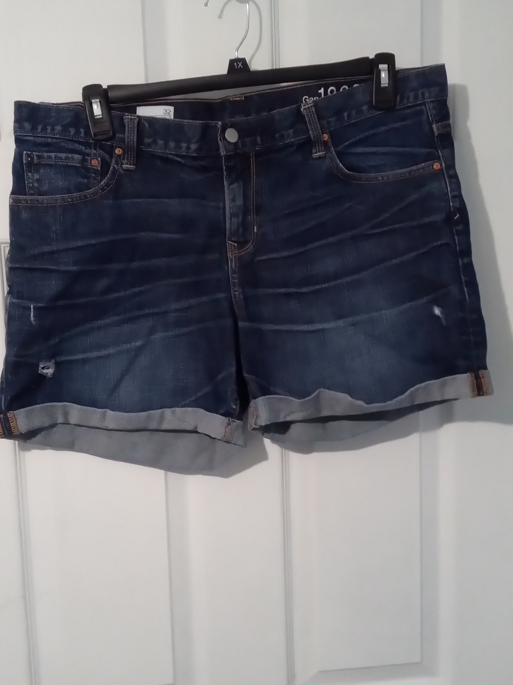 Dark Blue Rolled Hem Denim Shorts - Women's Jean Shorts